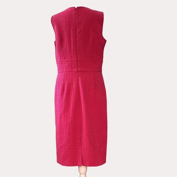 Eliza J New York Textured Woven Sheath Dress Bow Gold Button Pink S M? - Picture 3 of 9